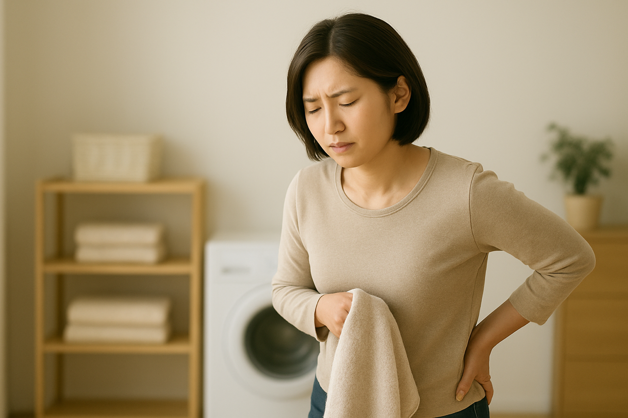 洗濯で腰がつらい女性